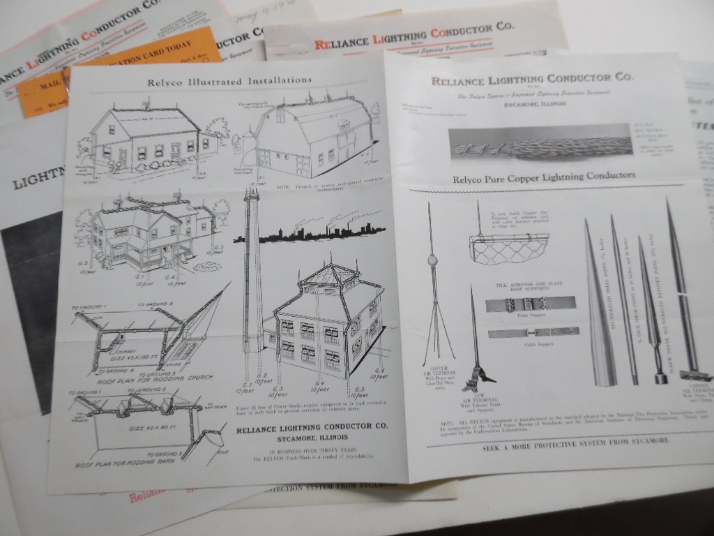 c.1938-40 Reliance Lightning Rod Conductor Co. Relyco Brochure Paper Lot Vintage