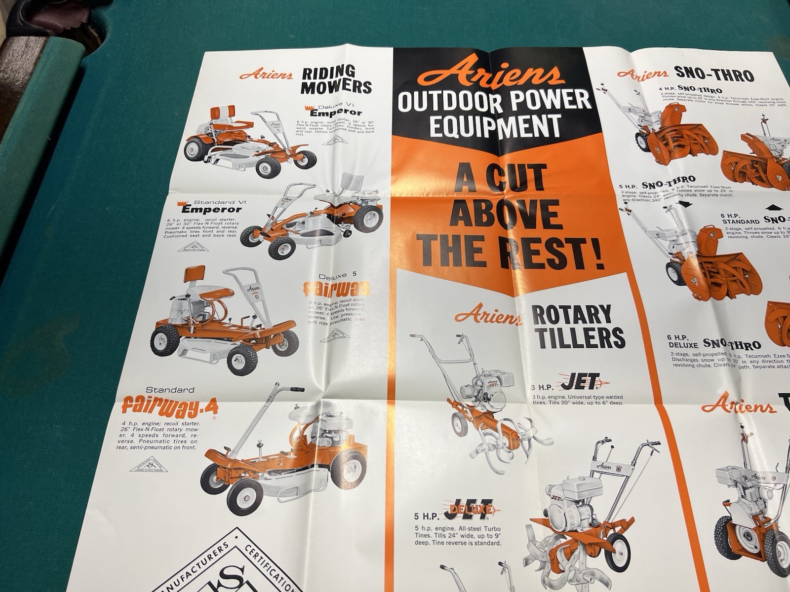 Ariens Garden Tractor Dealership Poster Sign 1967 NOS