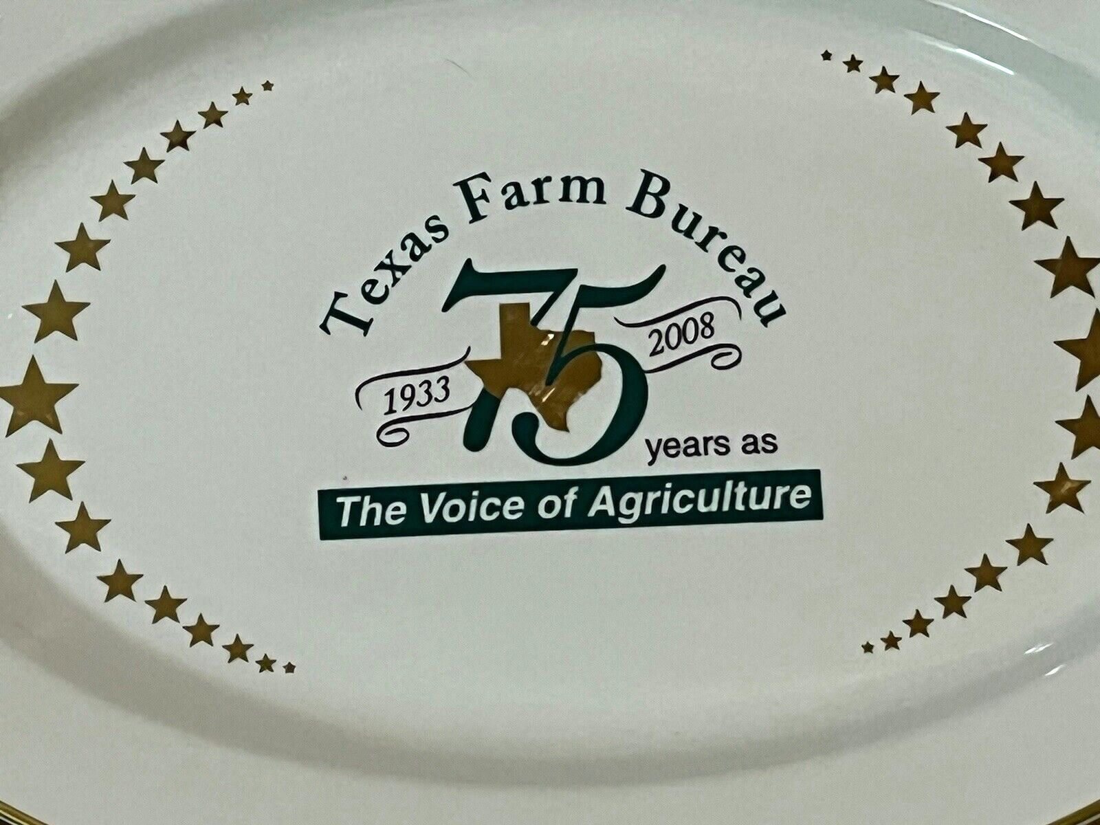 Texas Farm Bureau 75th Anniversary Platter Voice of Agriculture 1933-2008