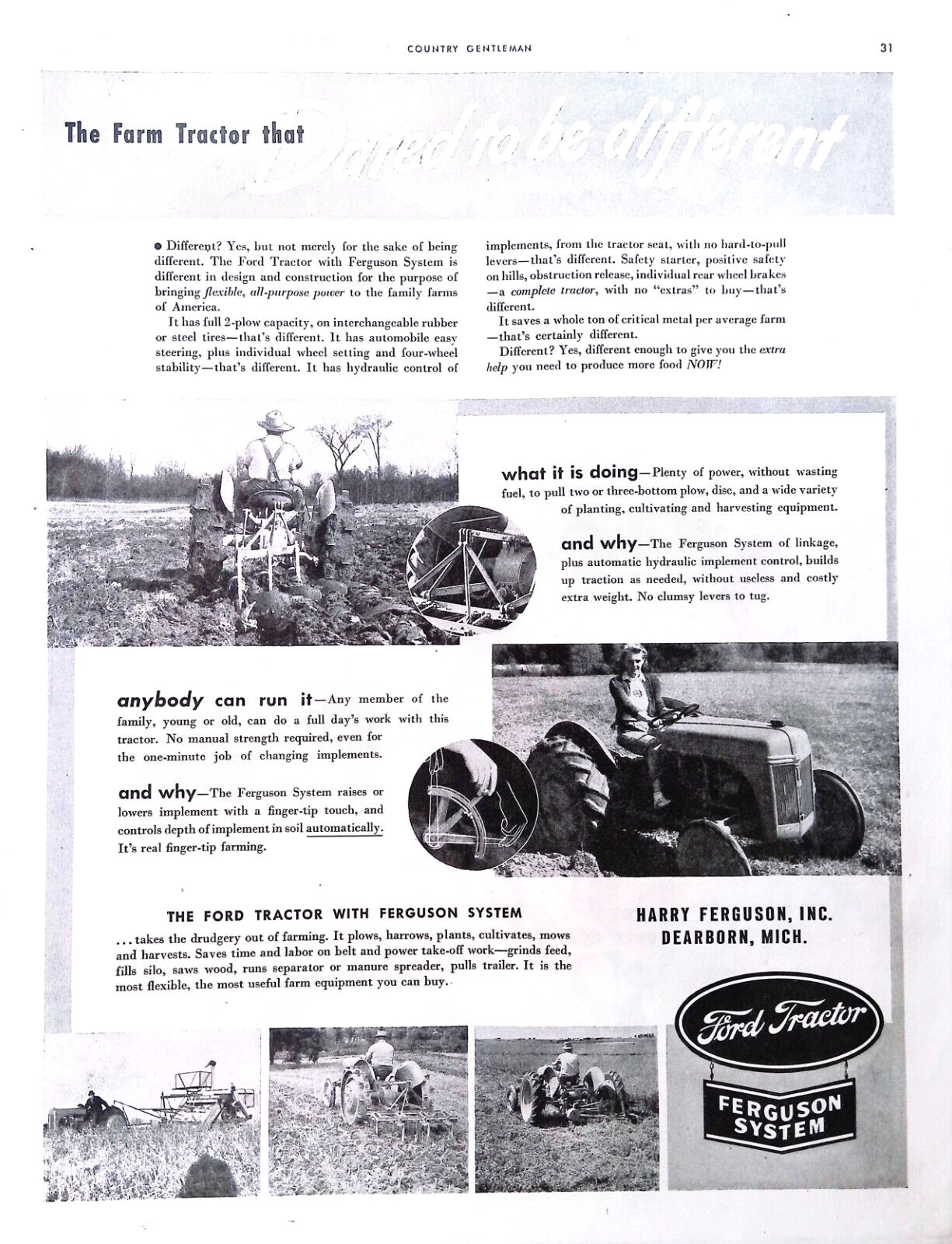 Ford Tractors 1943 Print Ad Dared to be Different 10.5×13.5