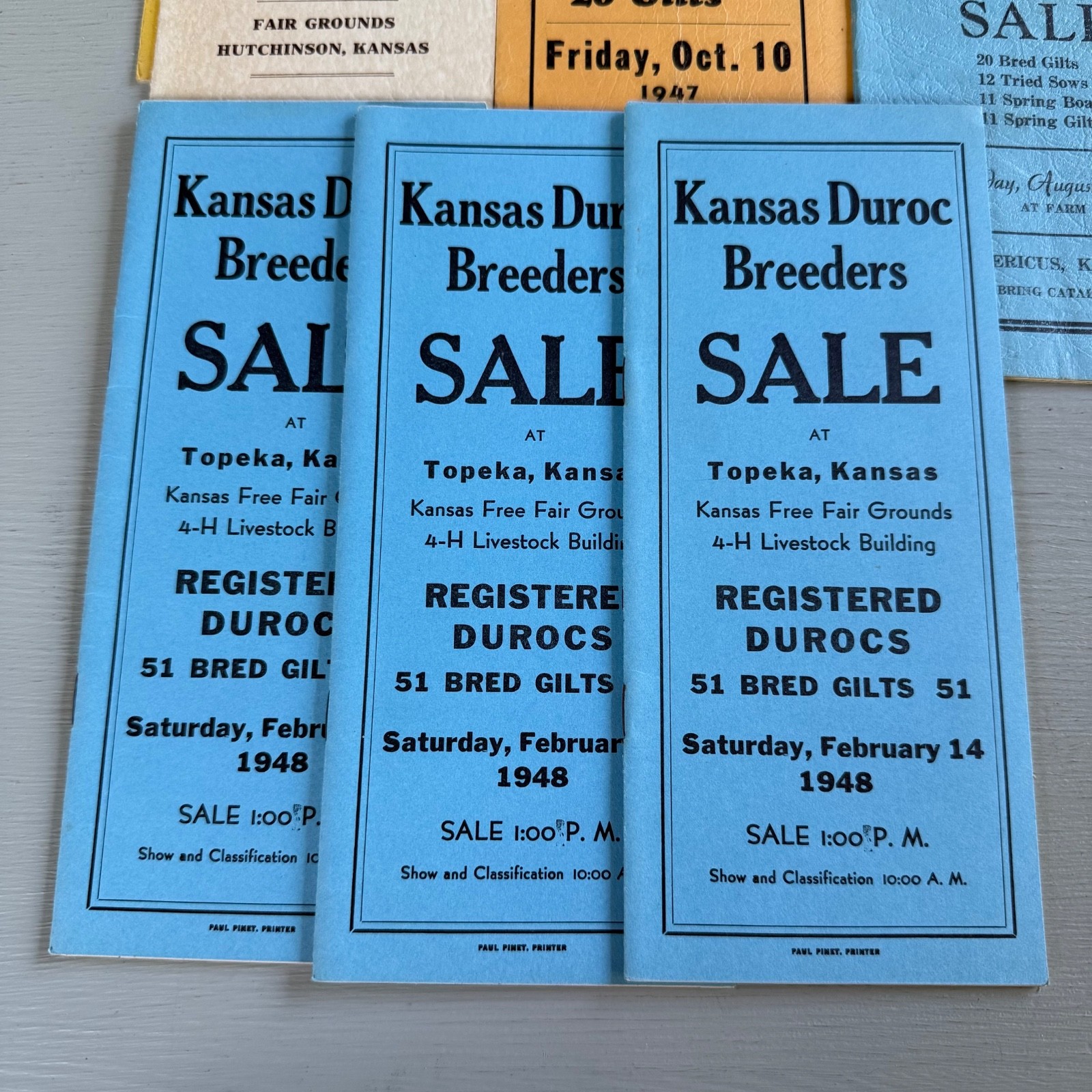 Mixed Lot of 15 Vintage Duroc Pig Hog Auction Sale Brochure Advertising Kansas