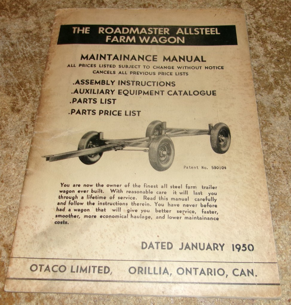 1950 roadmaster all steel farm wagon maintenance manual good used