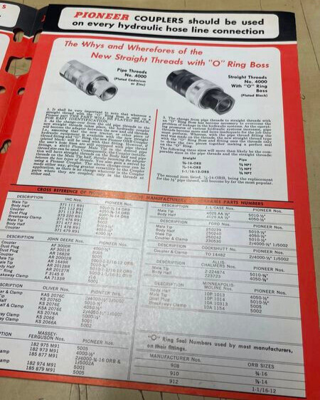 Vintage Original Pioneer Farm Equipment Hydraulics Couplers Catalog Brochure