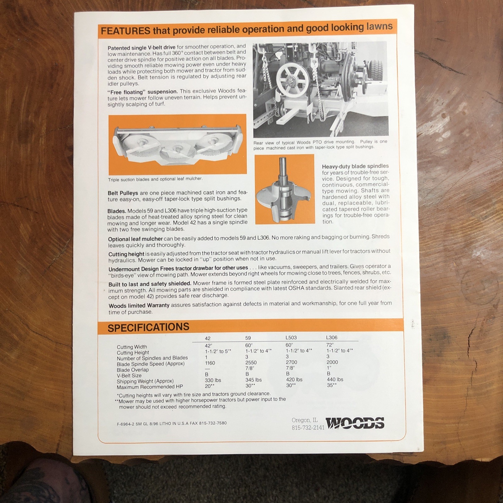 1969 Woods Undermount Mowers for Tractors Sales Brochure Model John Deere ￼Ford