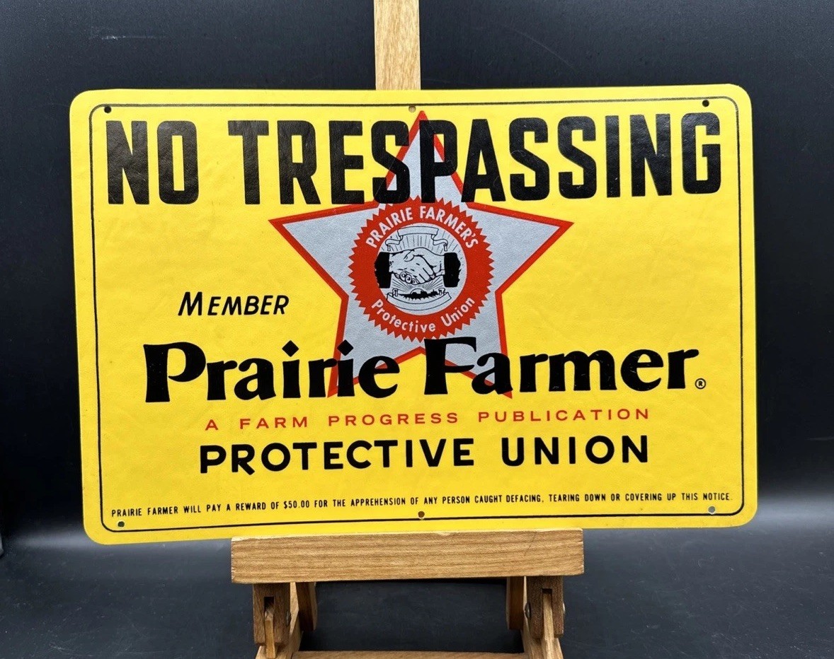Vintage Prairie Farmer No Trespassing Sign Protective Union Plastic Sign 12&Prime;x8&Prime;