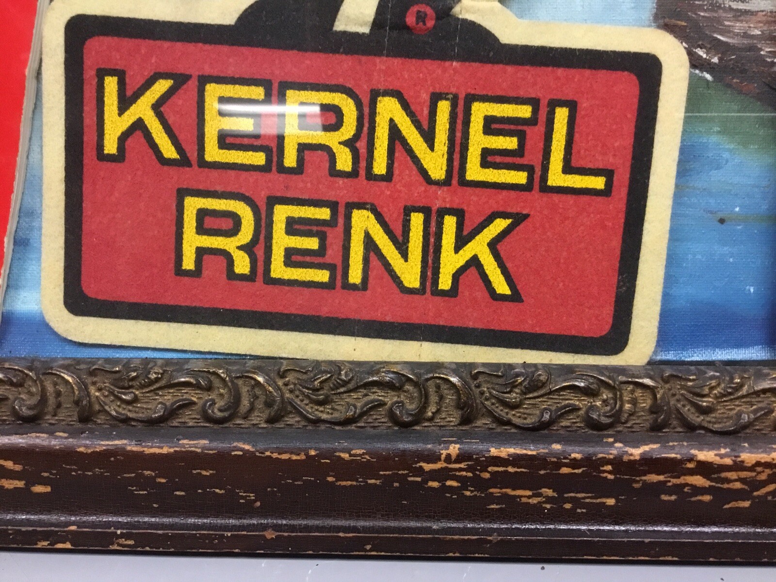 ANTIQUE VTG FRAMED 4 KERNEL RENK ADVERTISING PRODUCTS FELT KERNEL BULLET PENCIL