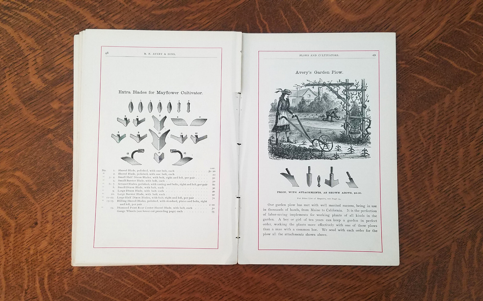 1892 BF Avery Plow Cultivator Farm Garden Catalog Horse Drawn Brochure