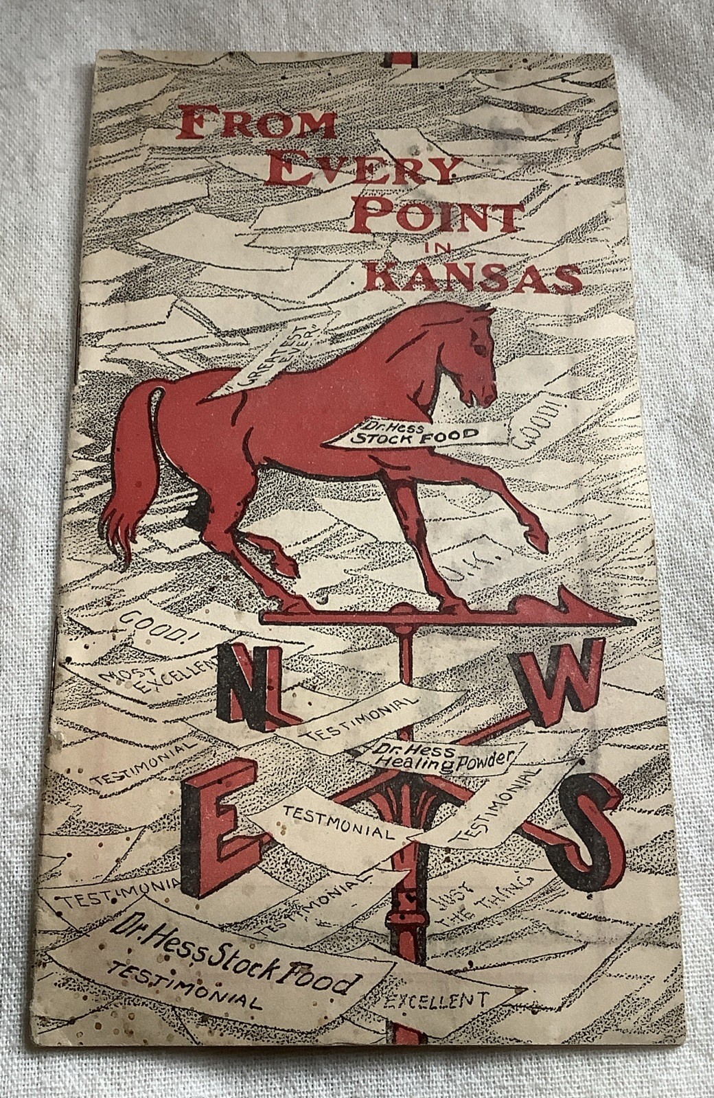 Vintage brochure weathervane Dr. Hess stock food Kansas Ashland OH Horse Chicken