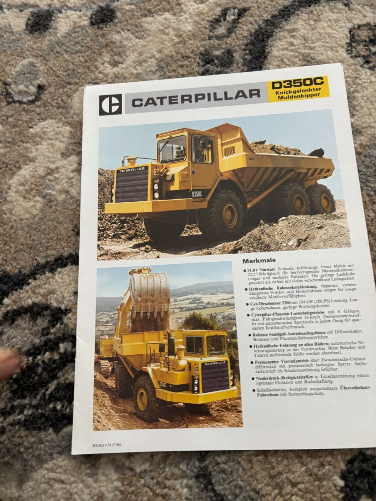 Caterpillar CAT D350C Articulated Truck In German Brochure FCCA25