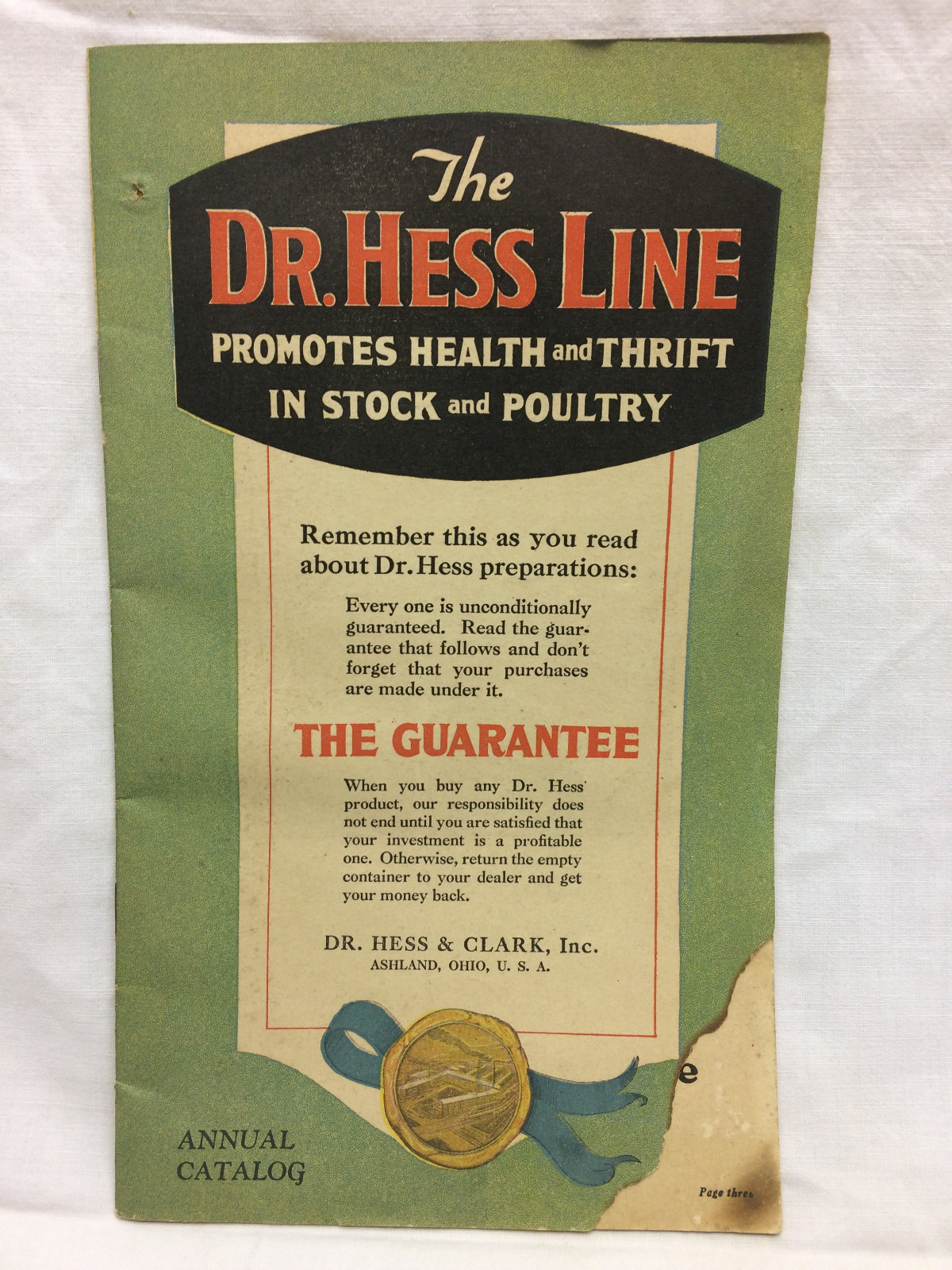 Vintage Dr Hess & Clark Inc Line Catalog Farm Advertising Agriculture