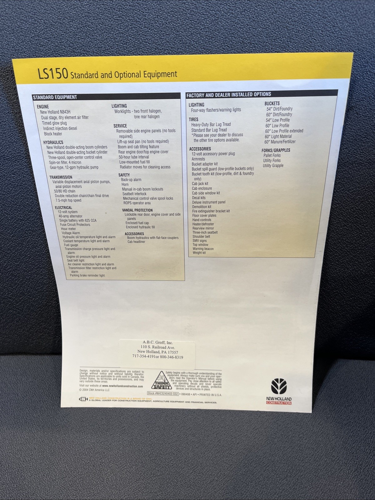 New Holland LS150 Skid Steer Sales Brochure