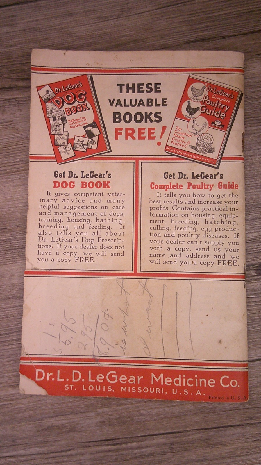 Dr. LeGear&rsquo;s livestock manual treatment of animals lots advertising 8O