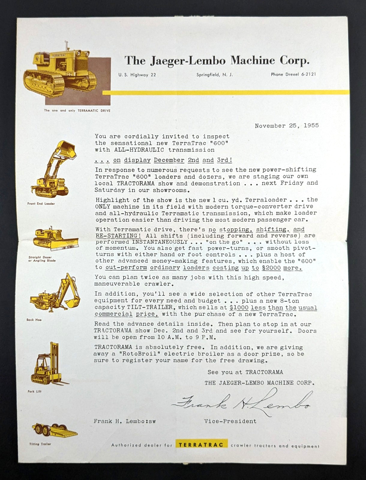 1965 Terratrac 600 Loaders & Dozers Brochure Mailer American Tractor