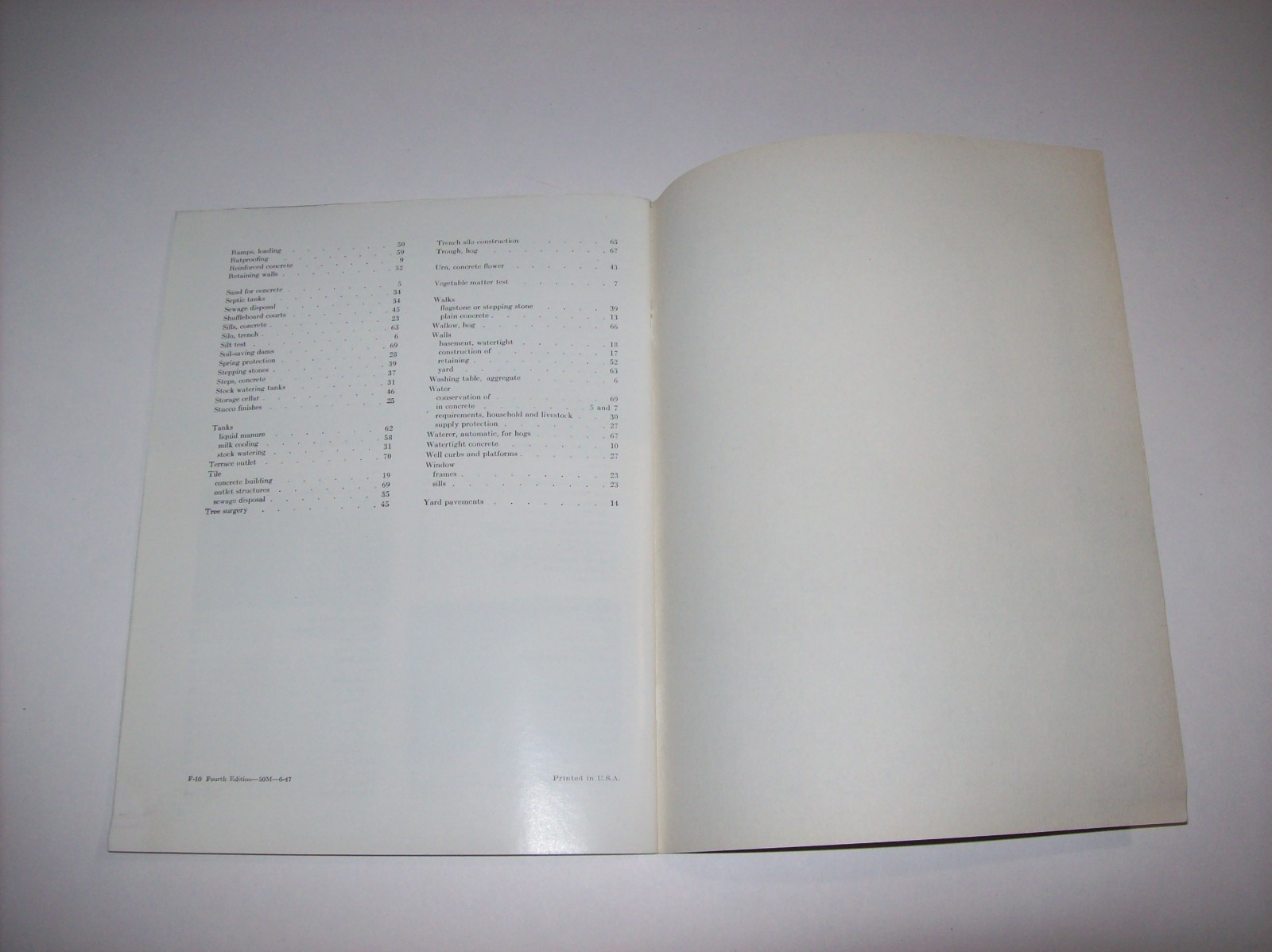 Vintage 1946 HANDBOOK OF CONCRETE FARM CONSTRUCTION, Portland Cement Association