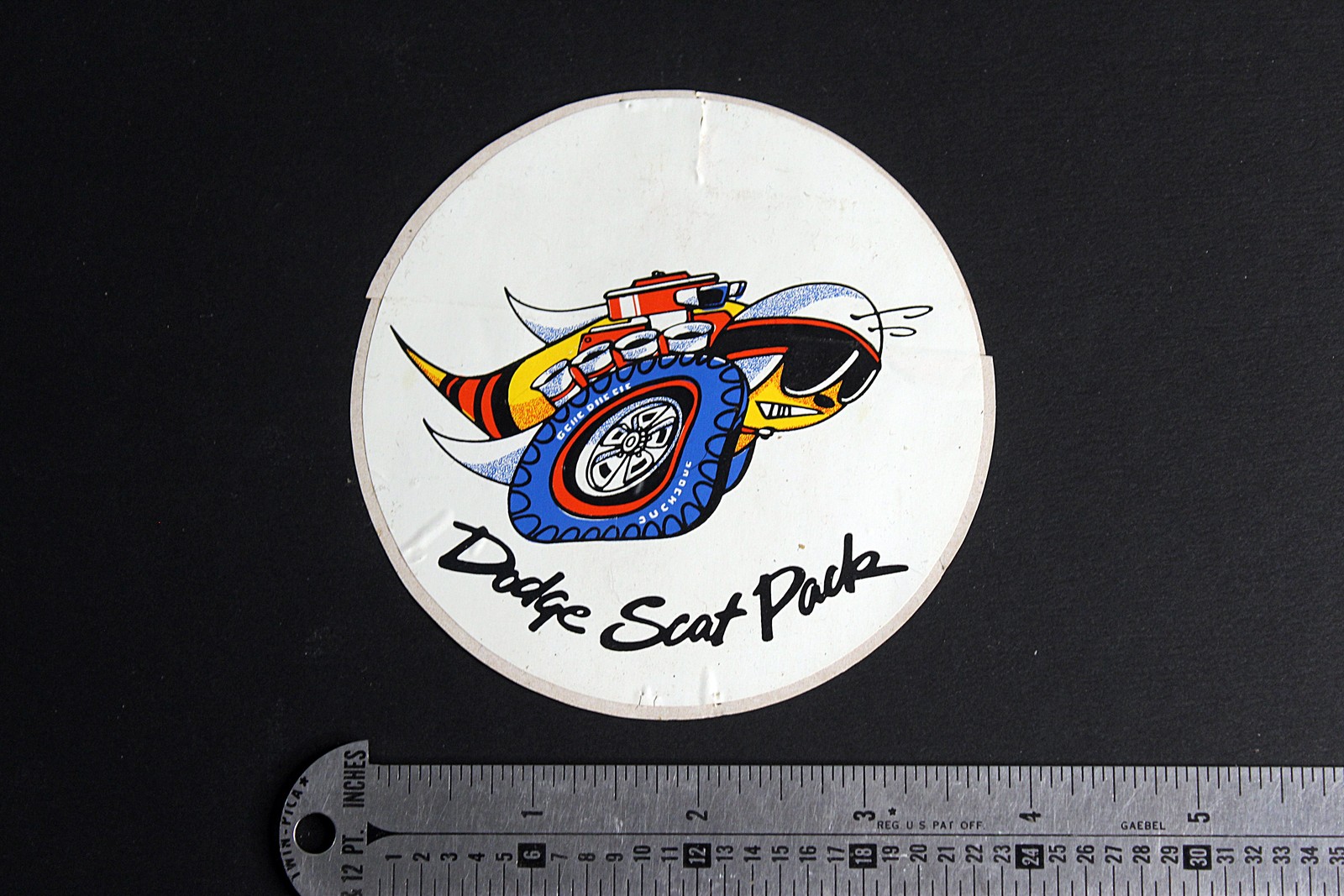 Dodge Scat Pack Round Vintage Sticker Decal 4 Inch Colorful Bee