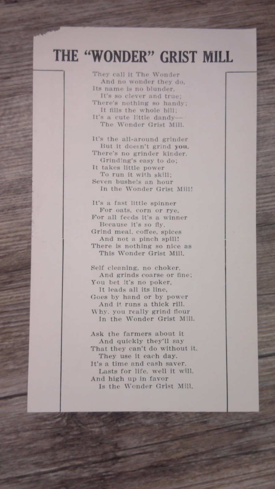 advertising paper for Humphrey&rsquo;s grist mill for farm and home pictured 11B