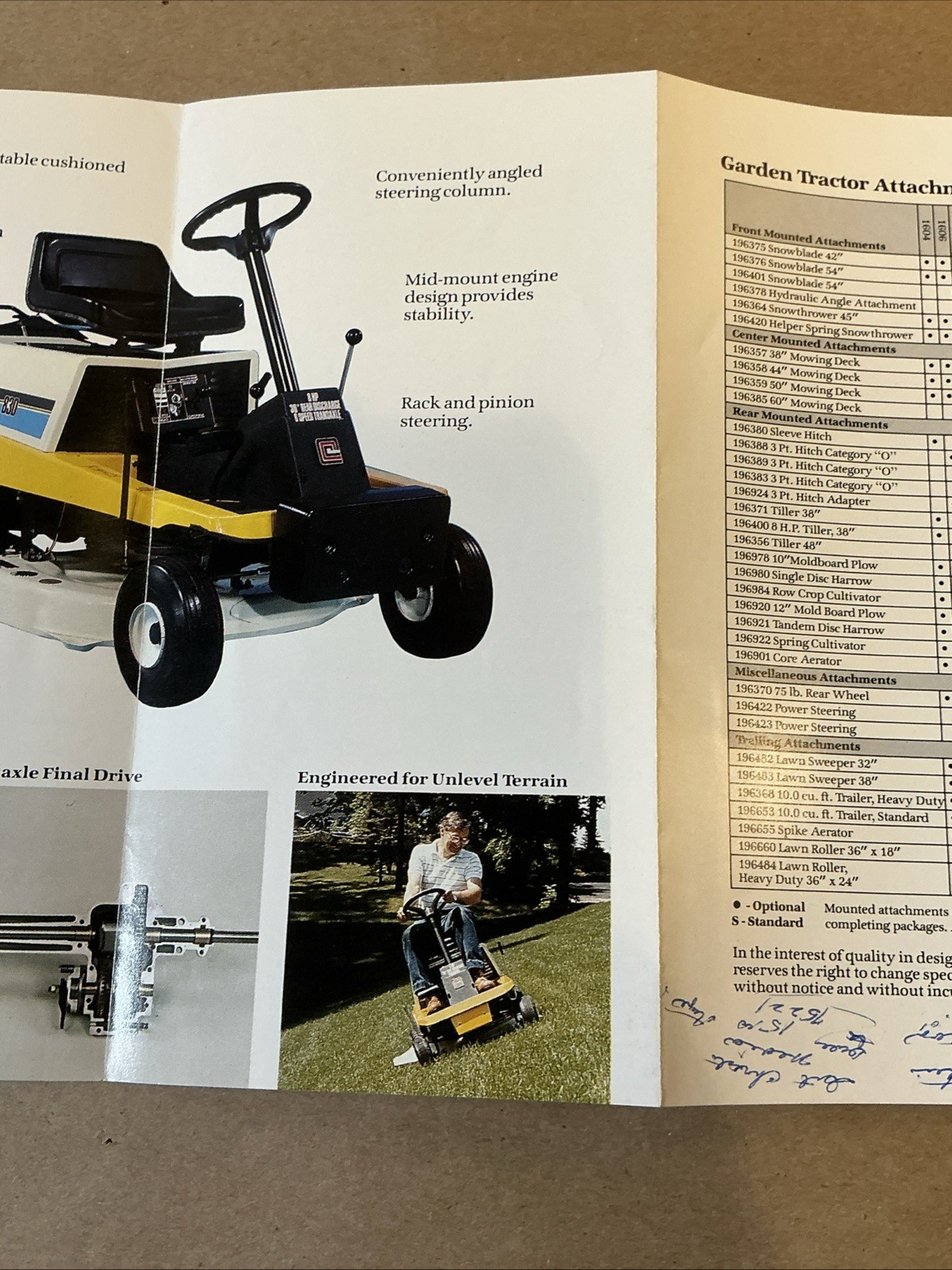 Vintage Original Cub Cadet Garden And Lawn Tractors Brochure As Is INV-P1138