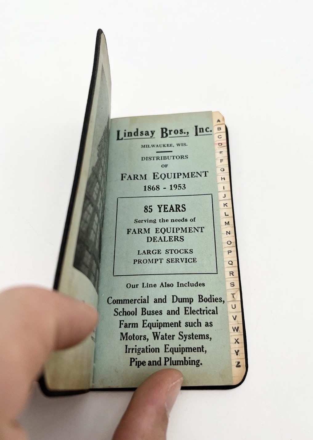Vintage 1954 Lindsay Bros. Inc. Farm Advertising Pocket Notebook Milwaukee WI