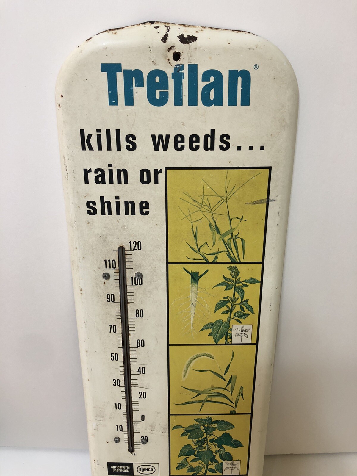 Vintage ELANCO TREFLAN / BALAN Farm Chemical Herbicides Advertising Thermometer