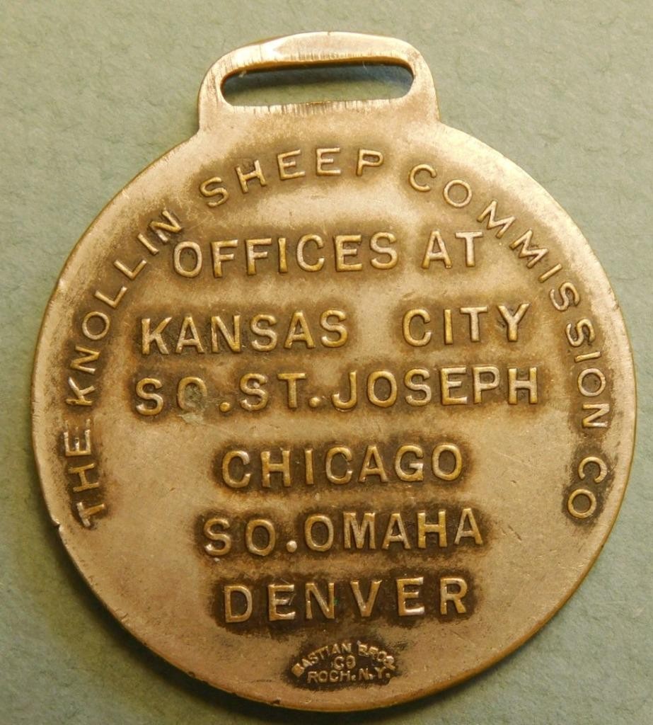 Knollin Sheep Commission Celluloid Watch Fob Kansas City Chicago Sh.1A-2-7-#99