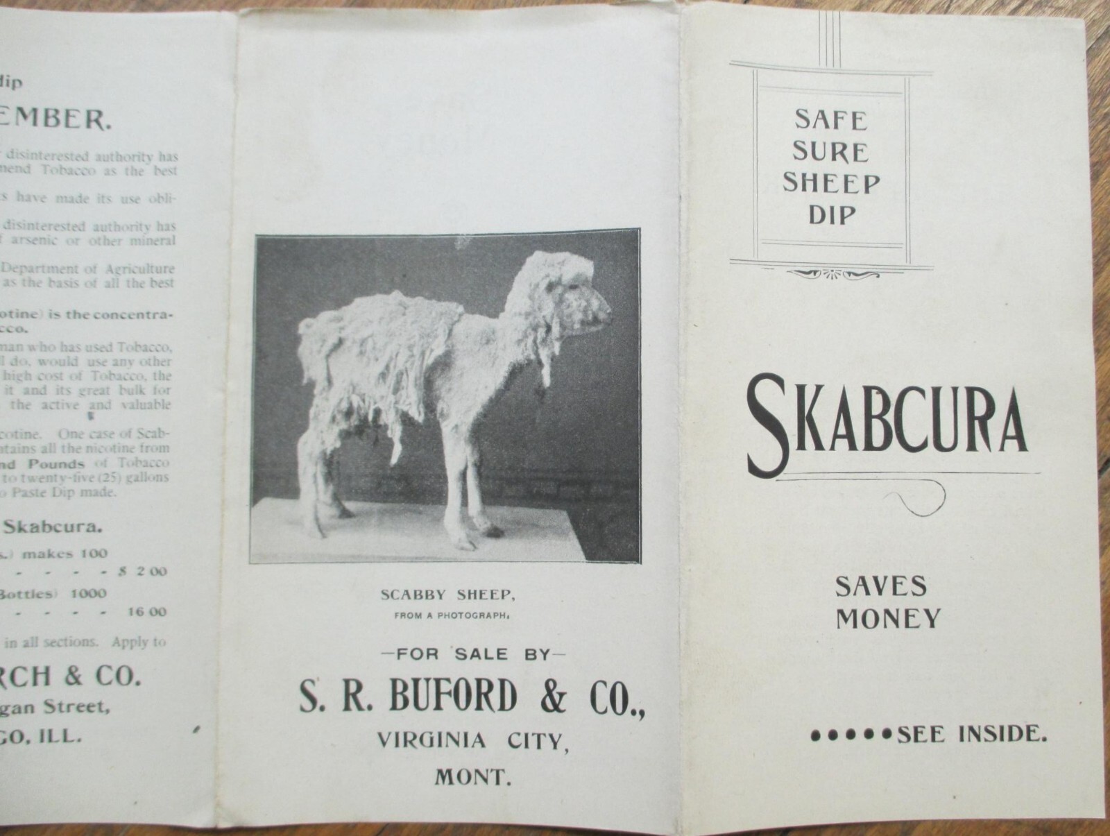 Virginia City, MT 1910 Sheep Tobacco Based Insecticide Brochure Vet Veterinary