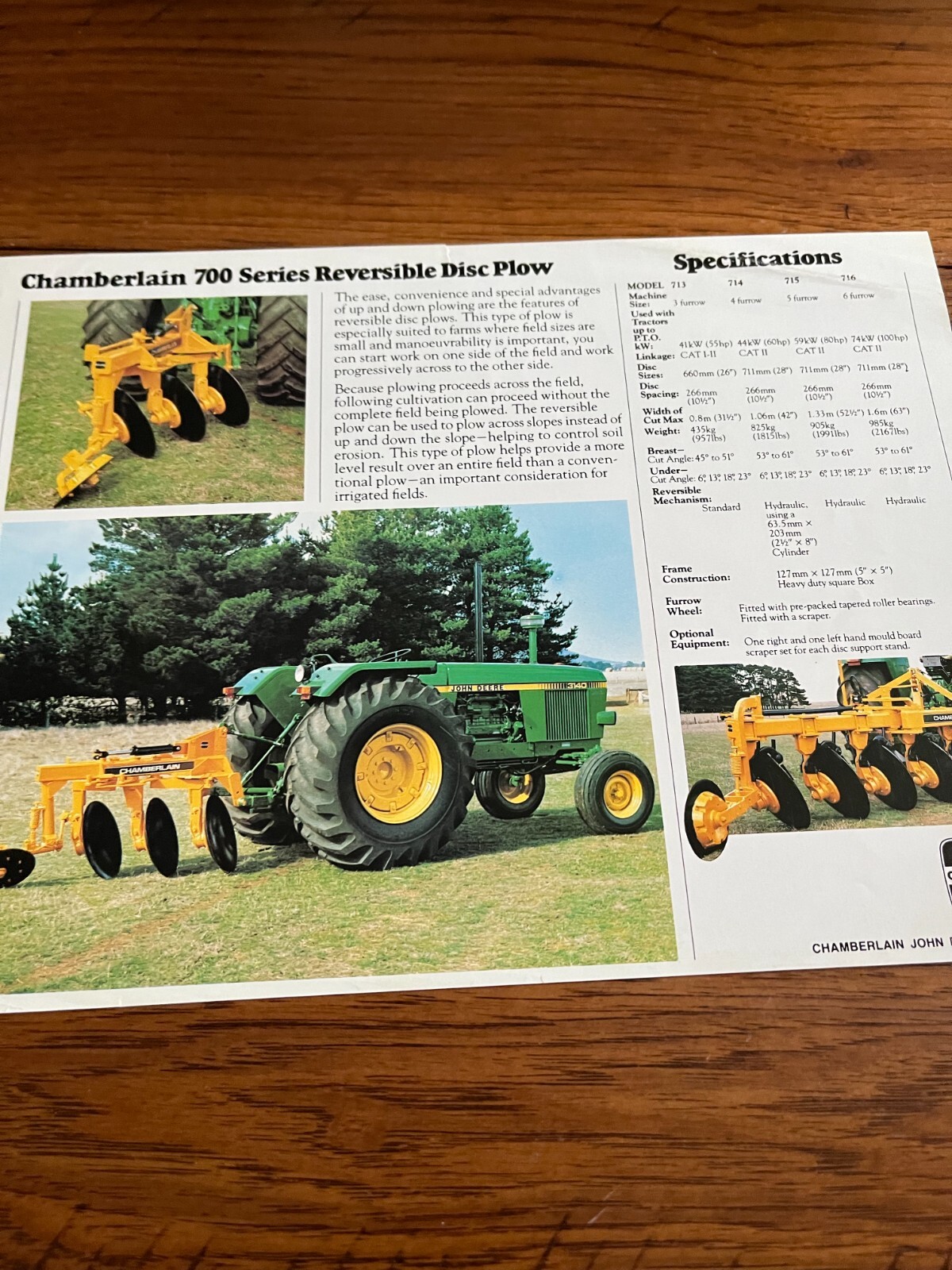 Chamberlain 700 Series Reversible Disc Plow Brochure FCCA