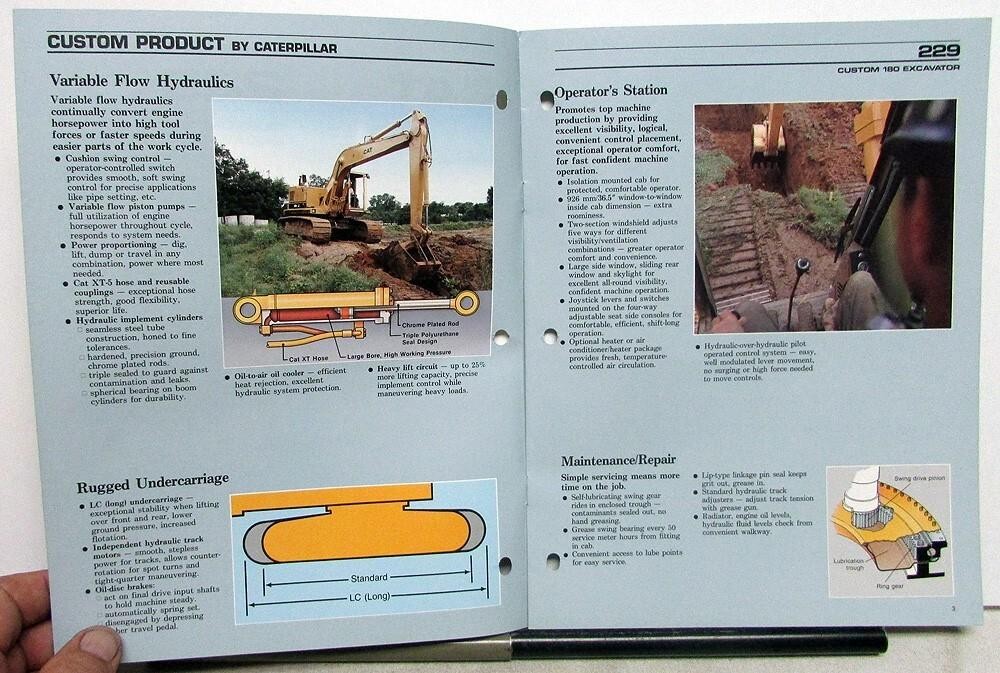 1988 Caterpillar 229 Custom 180 Excavator Specification Construction Sale Folder