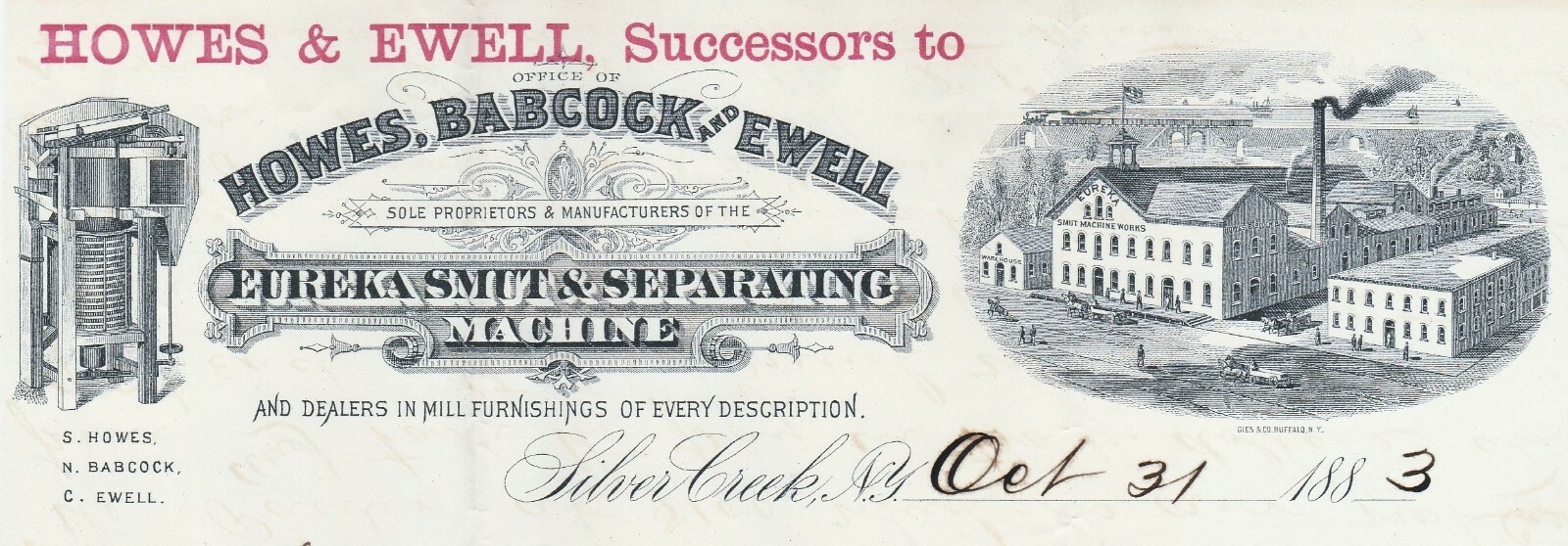 SUPER 1883 Advertising Cover Letterhead& Brochure Eureka Machine Silver Creek NY