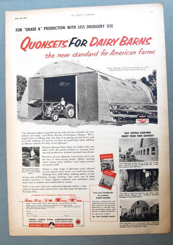 Original 1953 Quonset Barn Ad Photo Endorsed by Walter Woods, Freewater Oregon