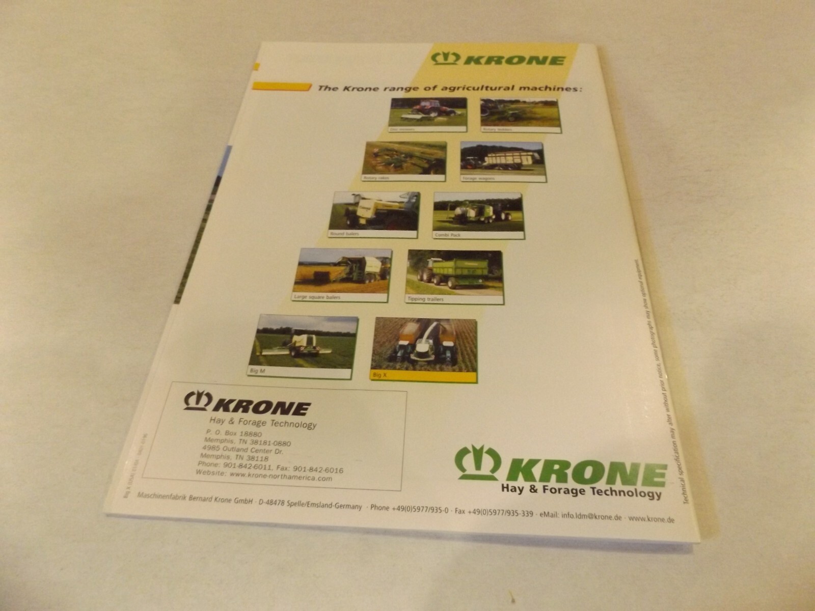 KRONE BIG X PRECISION CROP FORAGE HARVESTER. LITERATURE # BIGX 0401-0196