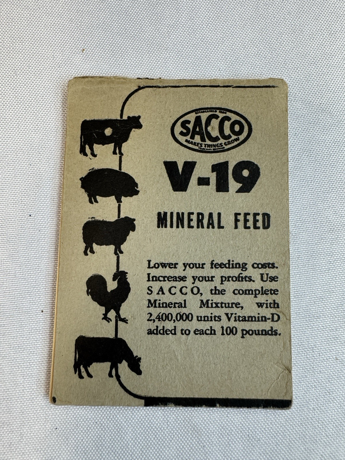 Vintage Sacco V-19 mineral feed paper pocket size memo pad (lot of 2) 1940-50s