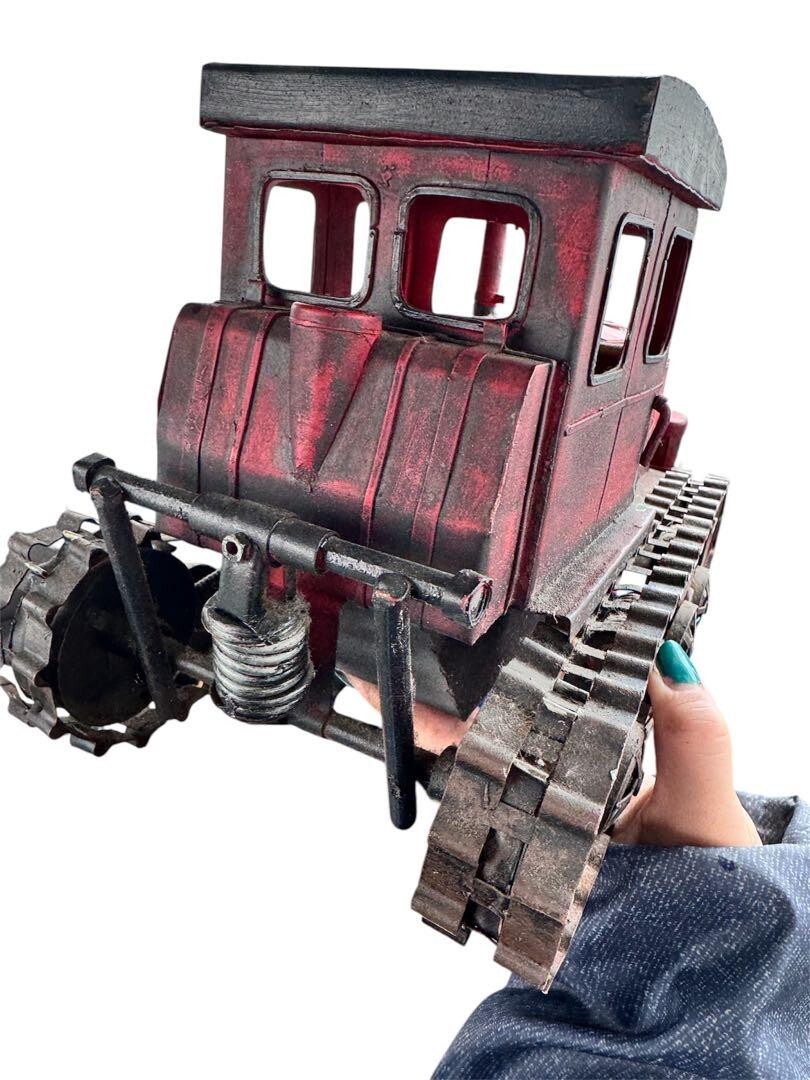 Vintage Style Metal Bulldozer model Old Construction Vehicle toy Ornament F/S