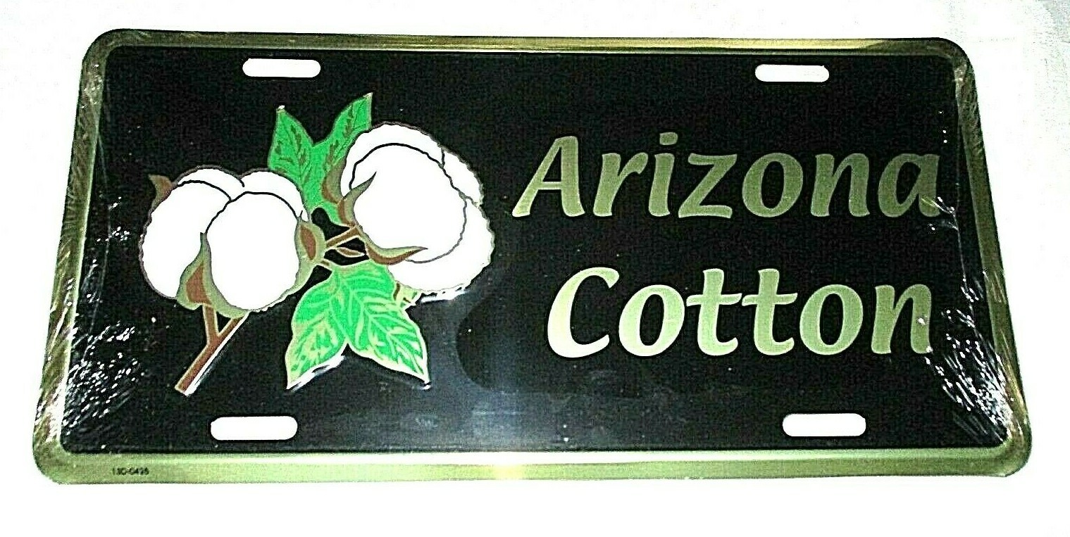 ARIZONA COTTON Emb Metal License Plate in Shrink Wrap Pkg NEW