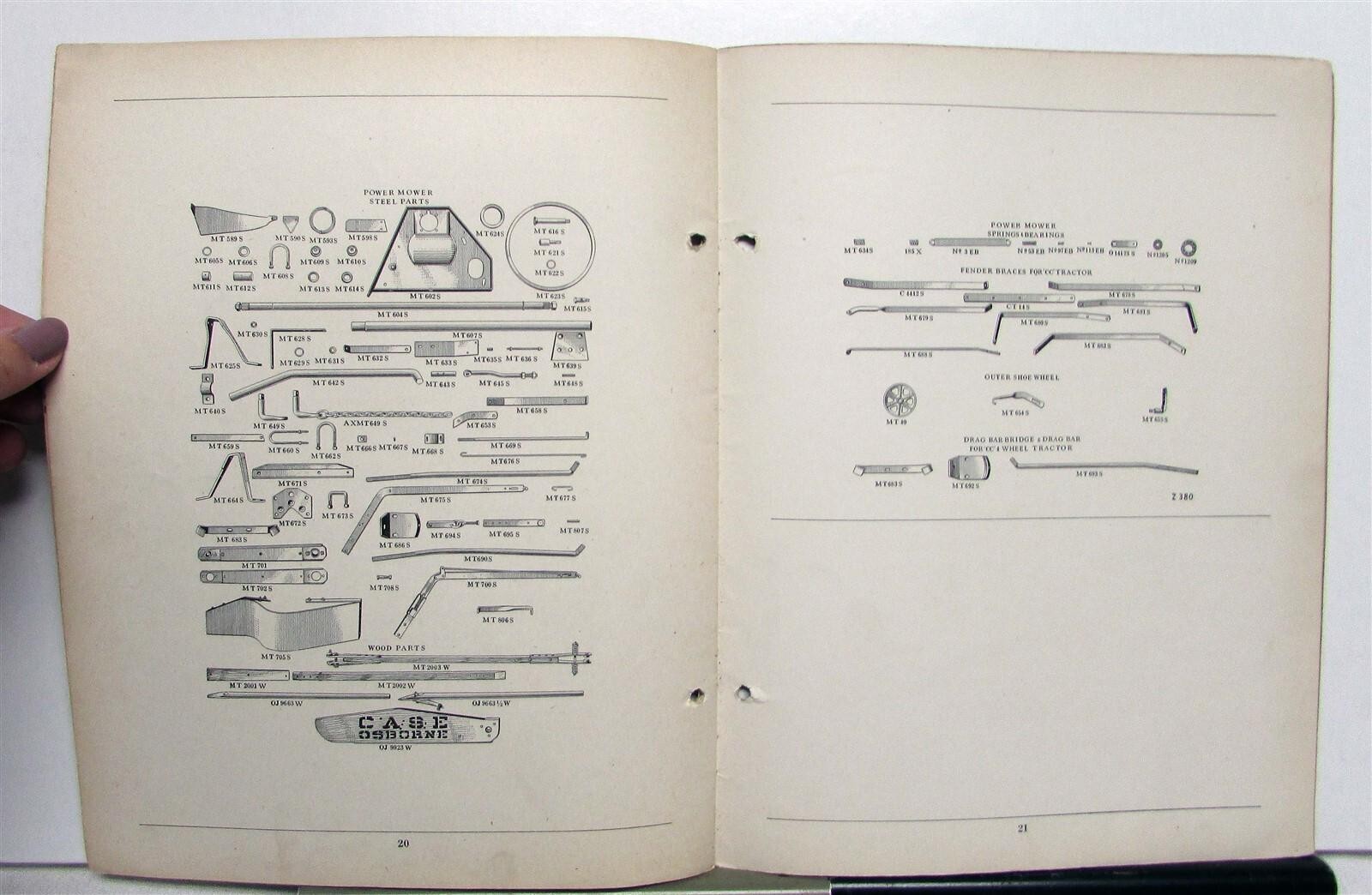 1936 Case A&B Series Power Mowers Specs Construction Repair Parts Lists Catalog