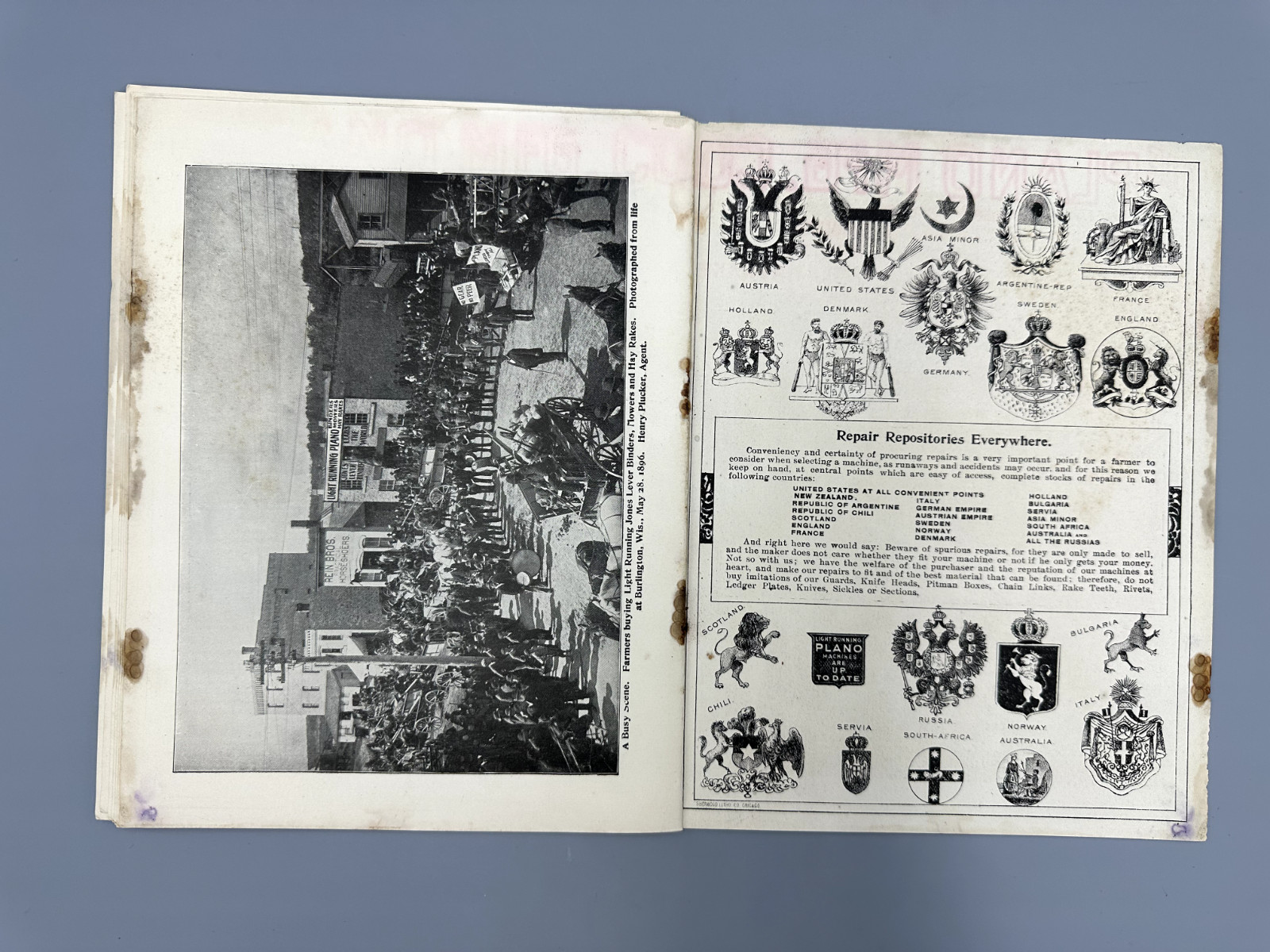 1897 PLANO Farm HARVESTING Machinery CATALOG Advertising ANTIQUE Harvester