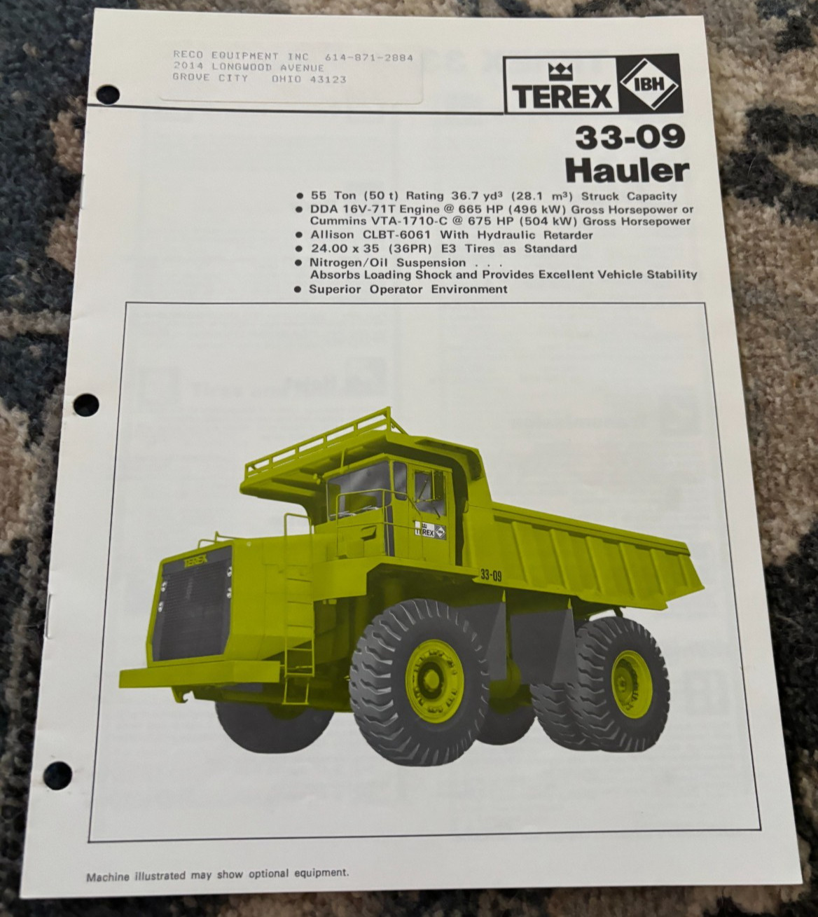 Terex 33-09 Rock Truck Hauler Brochure DCPA25