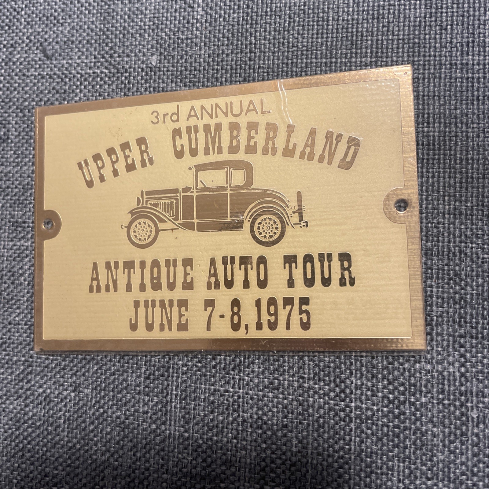Vtg Metal Place cards For Antique Auto Tours 1973-77 Middle Tennessee Lot of 4