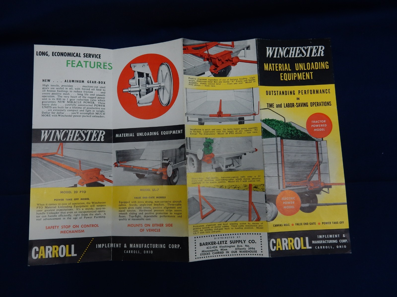 Lot of 2 Vintage Winchester Material Unloading Equipment Model 20 UL-7 Brochure