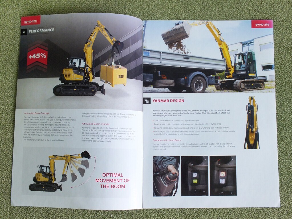 YANMAR SV100 2PB Hydraulic Midi Range Excavator Brochure Prospekt 2015