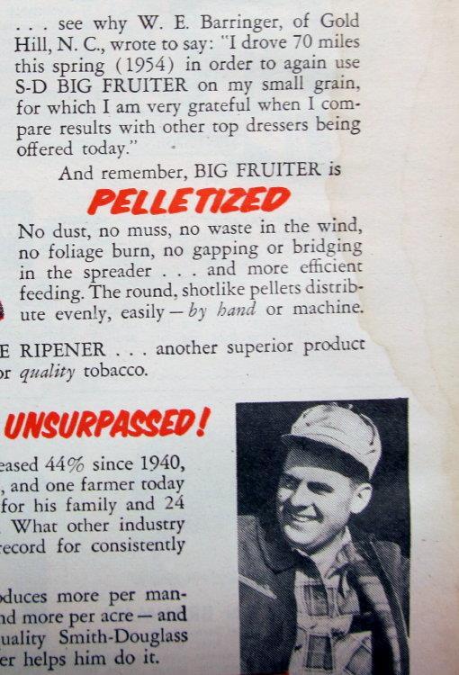 Original 1955 Fertilizer Ad Endorsed by W E Barringer, Gold Hill, North Carolina