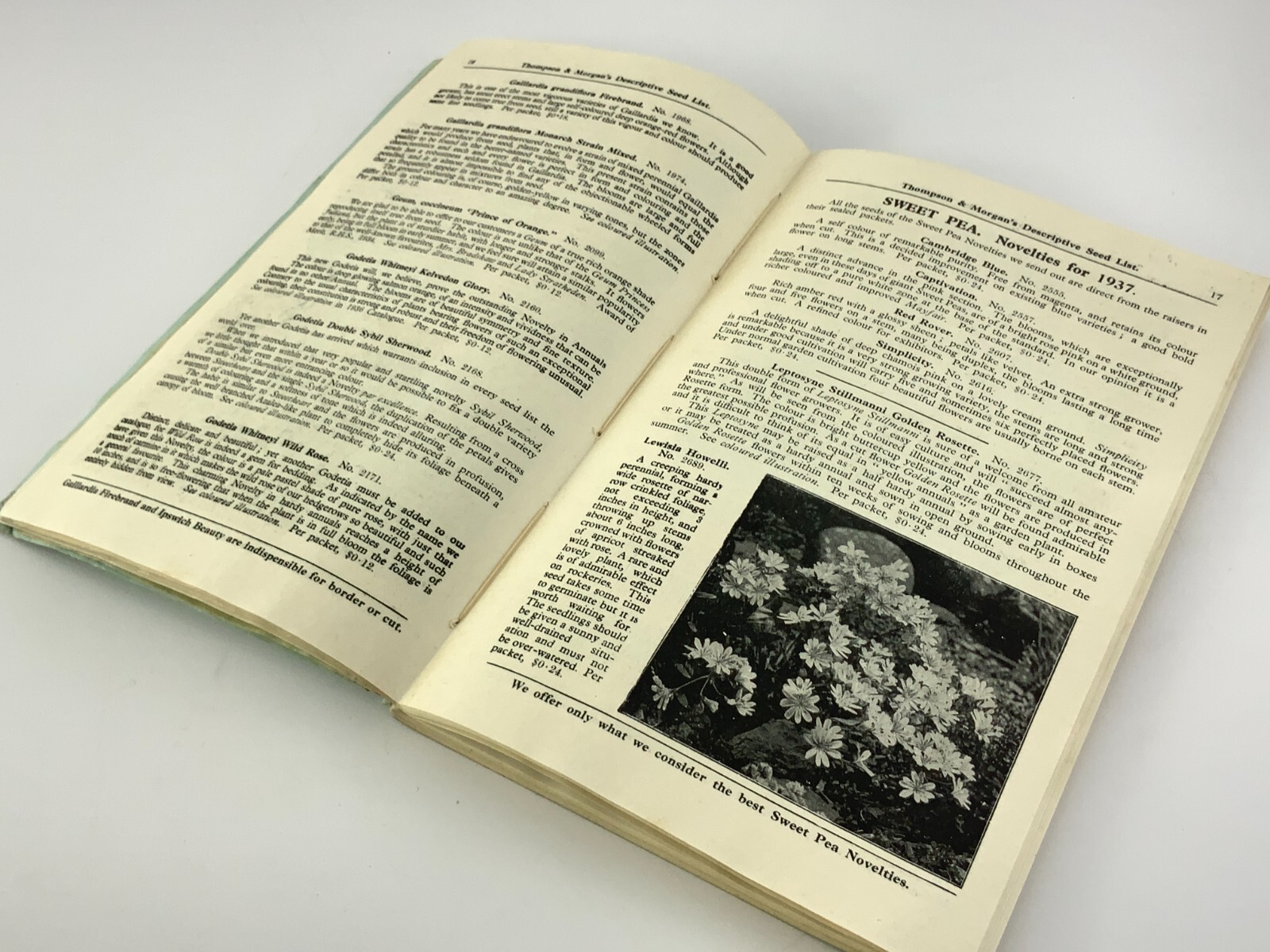 Thompson & Morgan 1937 Catalogue of Flower Vegetable Seeds Catalog EE634