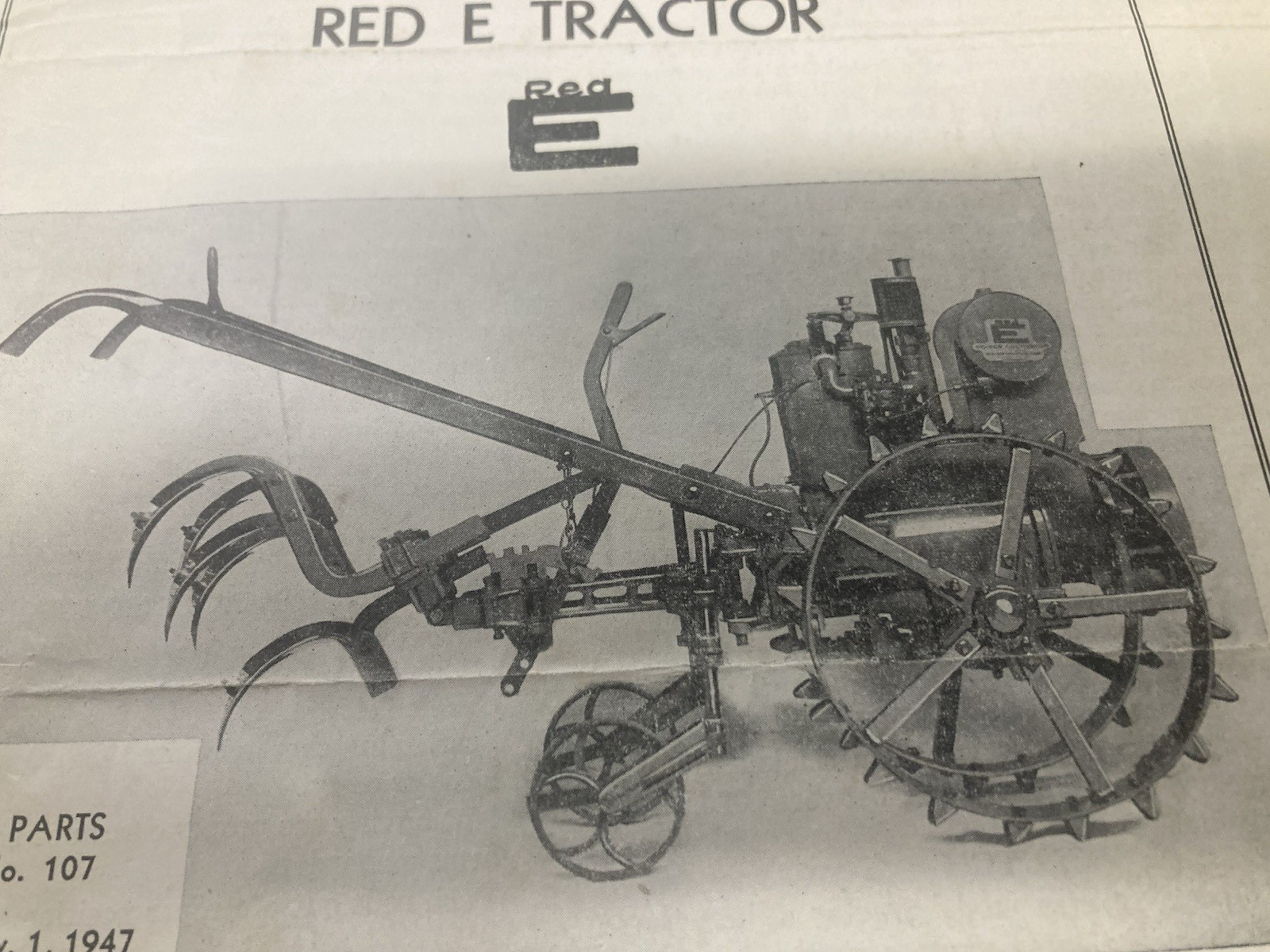 Vintage 1947 Red-E Garden Tractor Instruction Book Parts List Farm Brochure