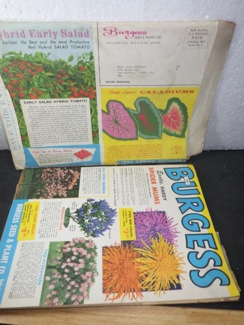 1964 BURGESS SEED & PLANT CATALOG + ENVELOPE ADVERTISING CATALOG VG CONDITION