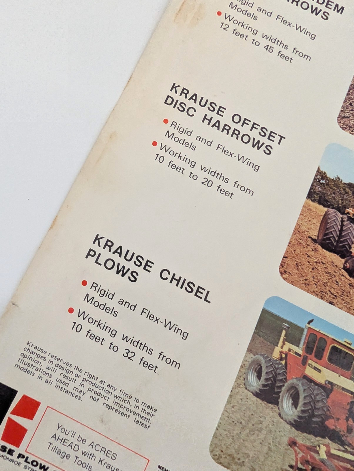 8 pc LOT Vintage Krause Chisel Sweep Plow Field Cultivator Tillage Brochures