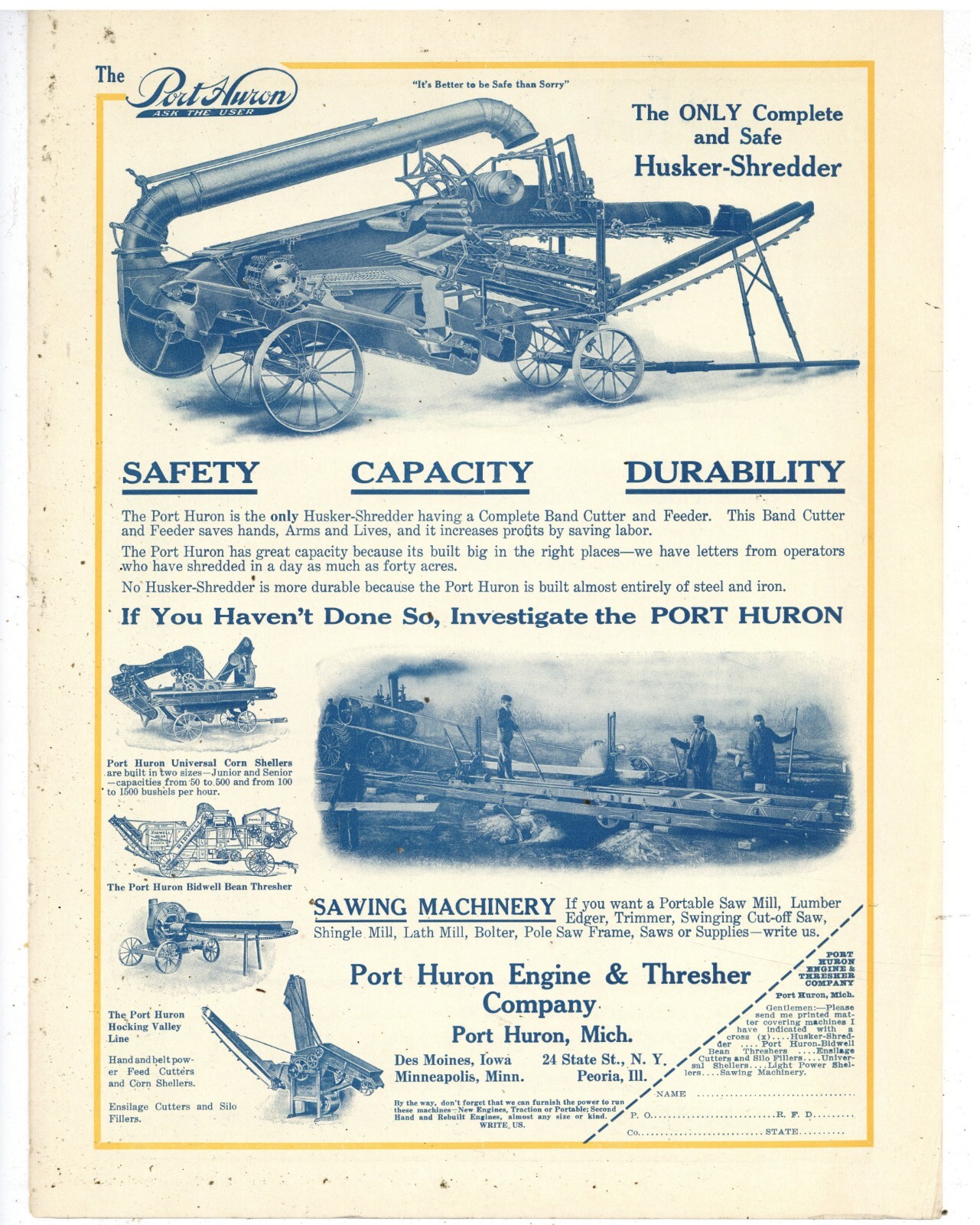 1911 Threshing Machine Ads: F&B of Pg – Reeves. Columbus, Indiana & Port Huron