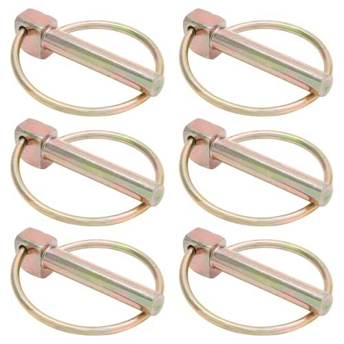 6 Heavy Duty Lynch Pins 3/8 Inch Round Linch Pin Lock Clip for Farm Tractors