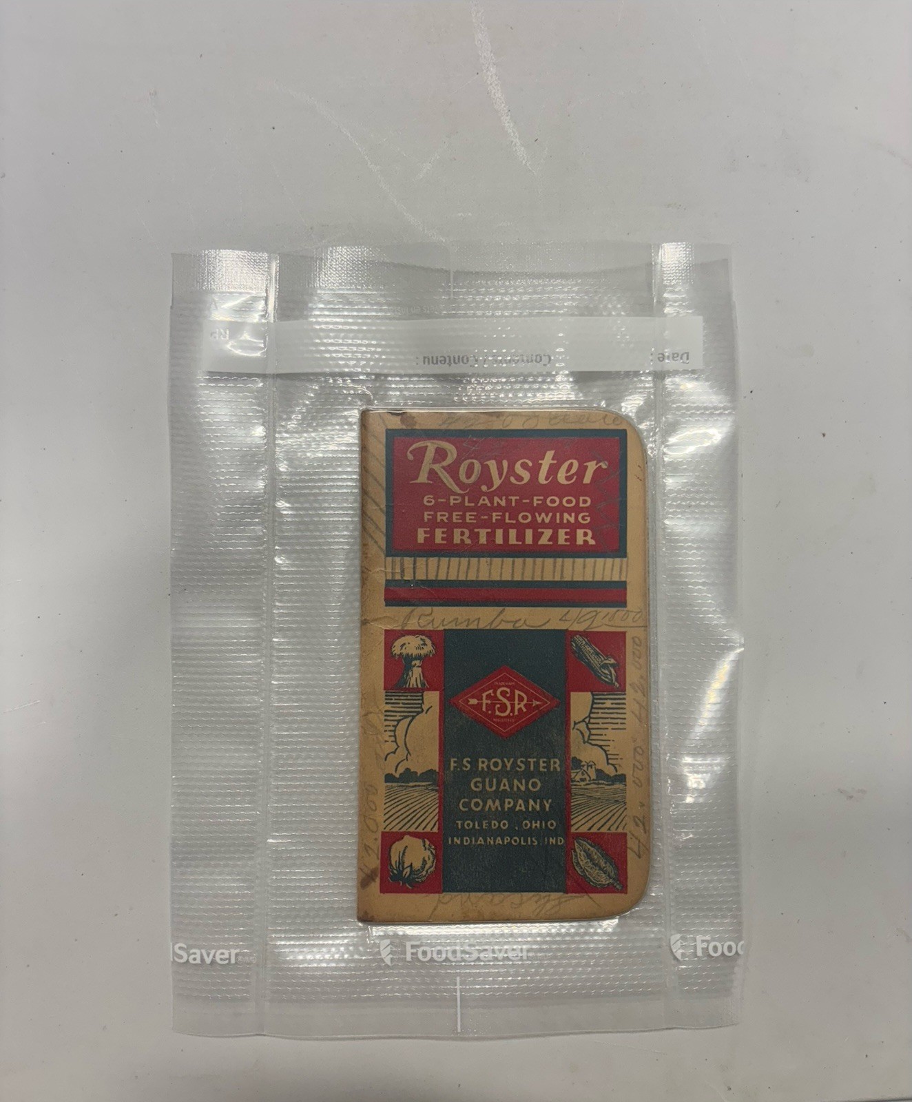 F.S. Royster Guano Company Original 1930s Fertilizer Label Agriculture