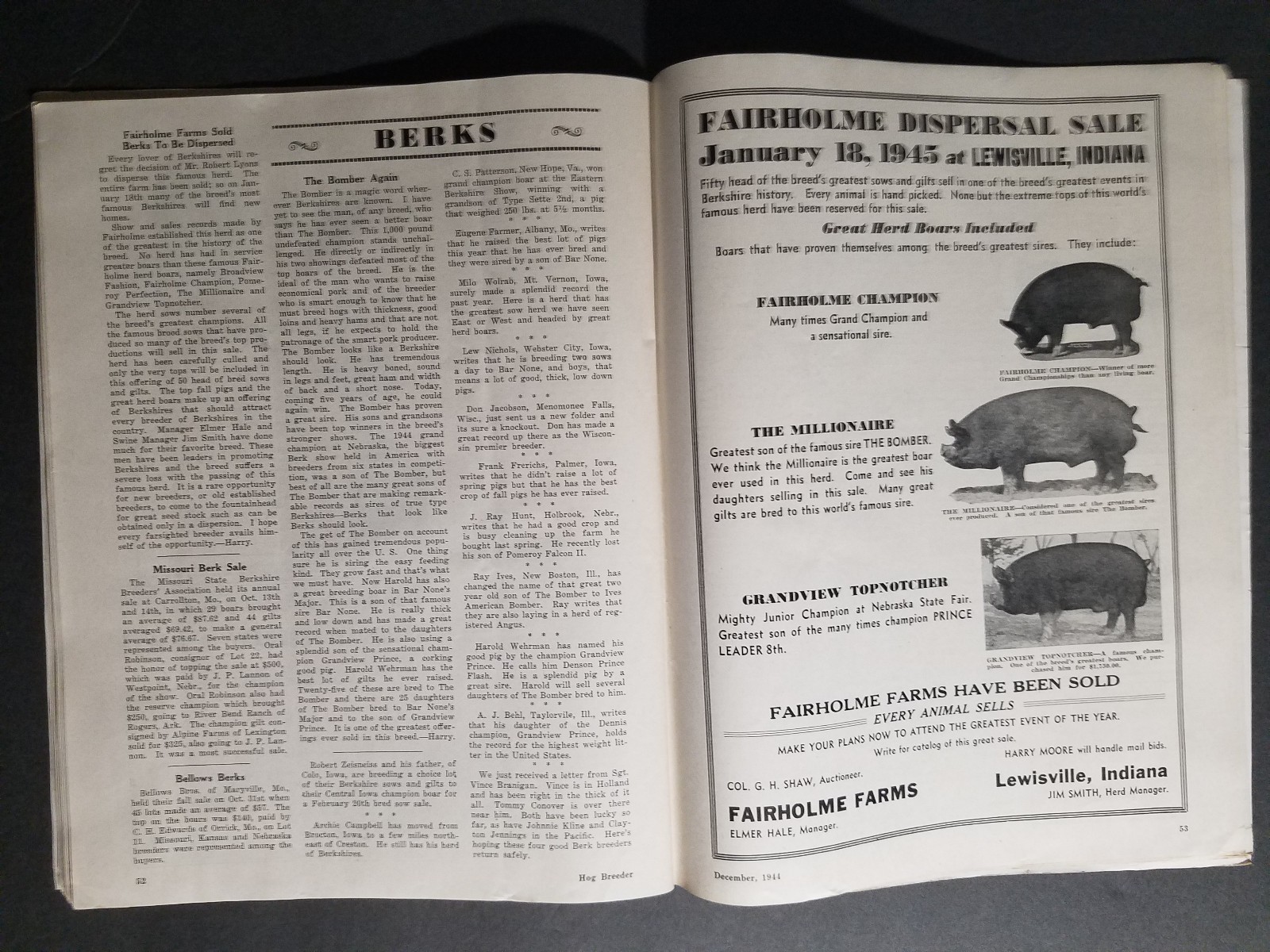 December 1944 Hog Breeder Magazine