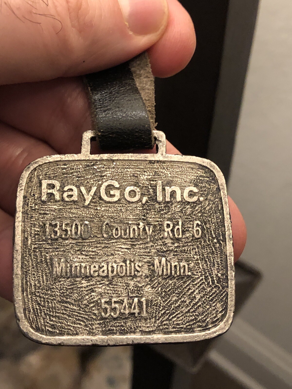 RAYGO INC ADVERTISING WATCH FOB ROAD ROLLER EQUIPMENT MINNEAPOLIS MINNESOTA