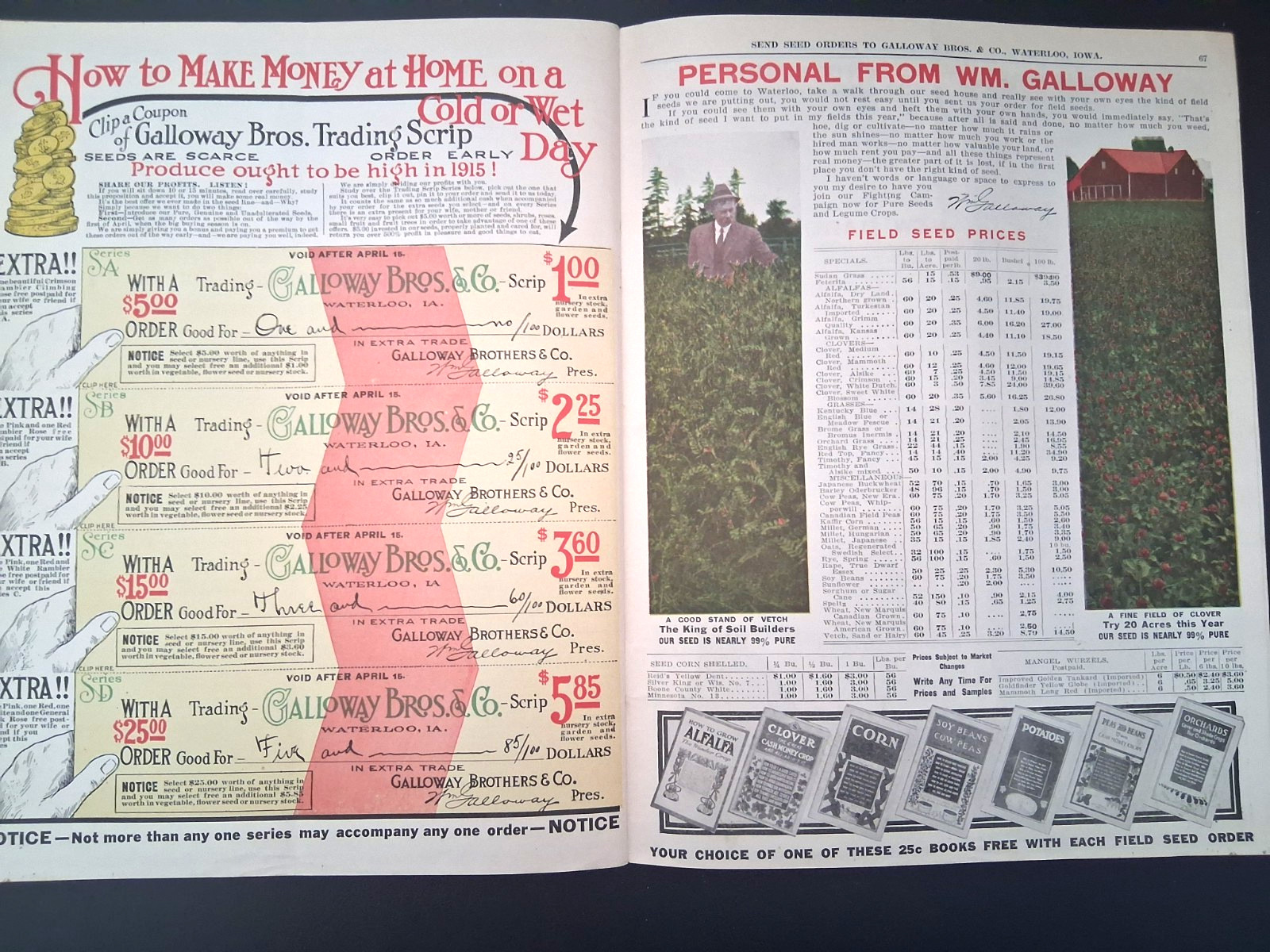 1915 Galloway Bros Iowa Catalog Farm Engines Cast Iron Stoves Clothes Color